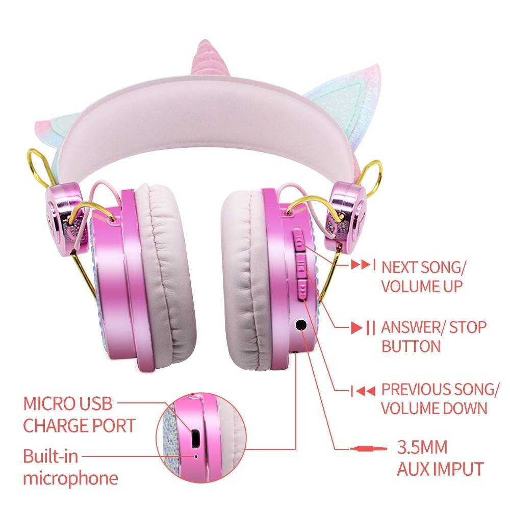 Wireless Bluetooth Unicorn Headphones with Microphone Gadgets & Gifts Headphones