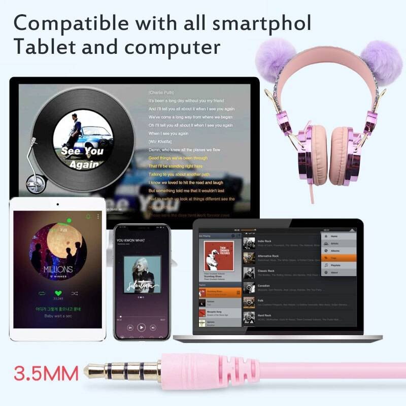 Fluffy Balls Wired Headphone With Microphone Gadgets & Gifts Headphones