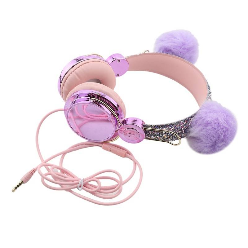 Fluffy Balls Wired Headphone With Microphone Gadgets & Gifts Headphones