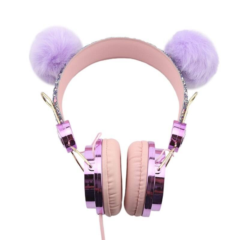 Fluffy Balls Wired Headphone With Microphone Gadgets & Gifts Headphones
