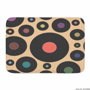 Door Mats,Colorful Music Dj Vinyl Retro Disk Vintage Phonograph Pattern Record Acoustic Album Sound Audio,Kitchen Floor Bath Rug Bath Mats Home Decoration